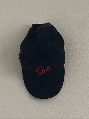 Black Cap with Red Script Logo - Men's Hat